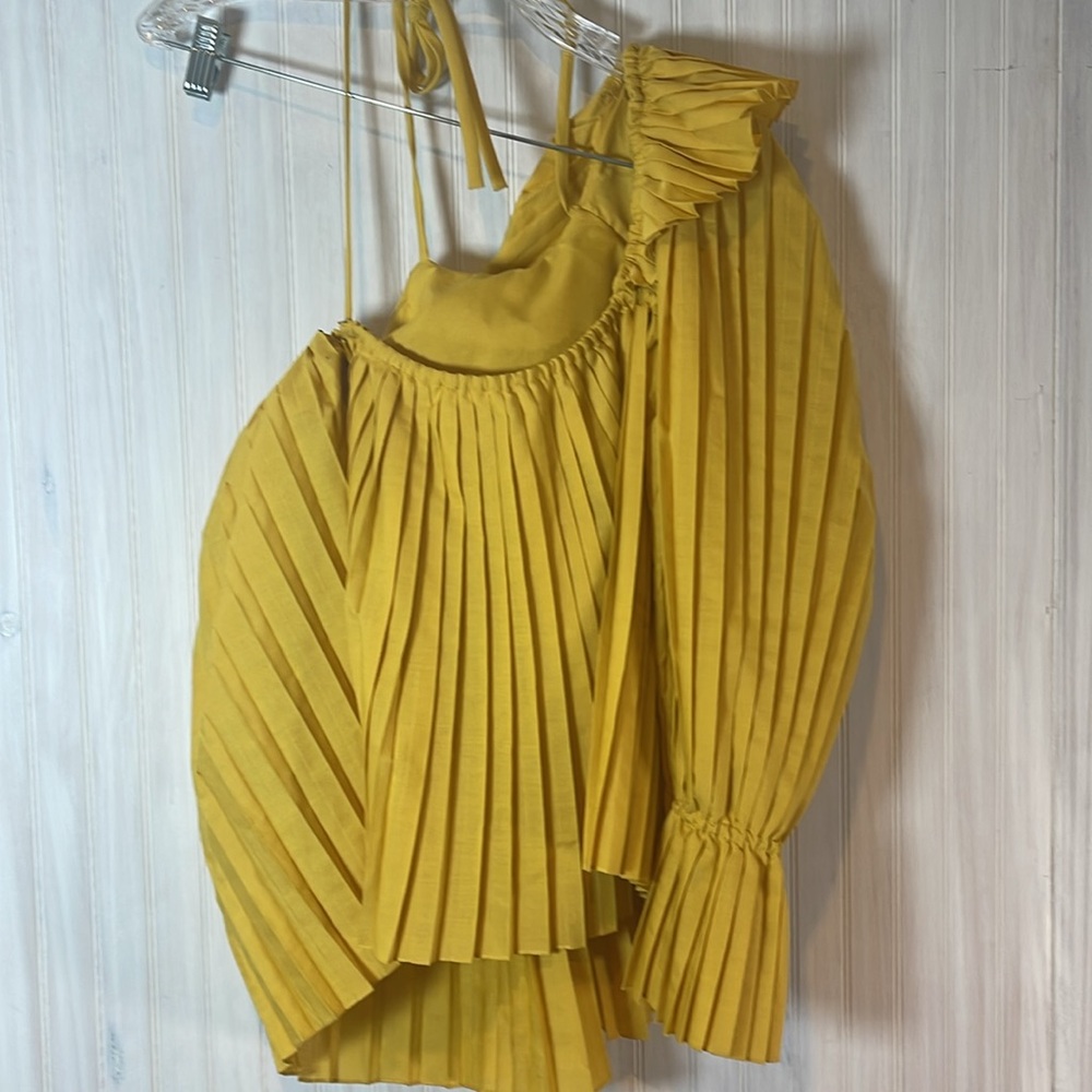 ROSIE ASSOLIN PLEATED ONE SHOULDER ESCARGOT TOP ASYMMETRICAL 2 - Picture 6 of 8